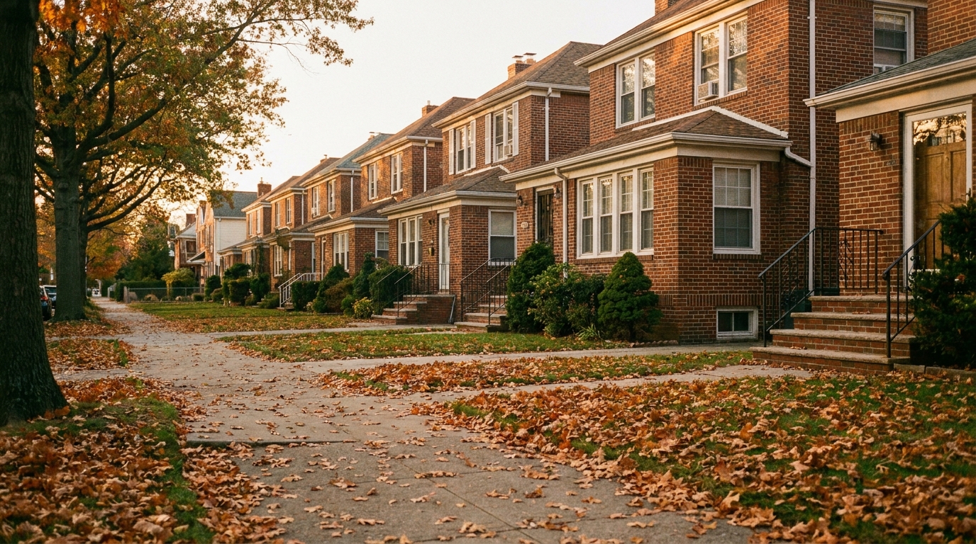 Brooklyn residential street, southern Brooklyn detached homes