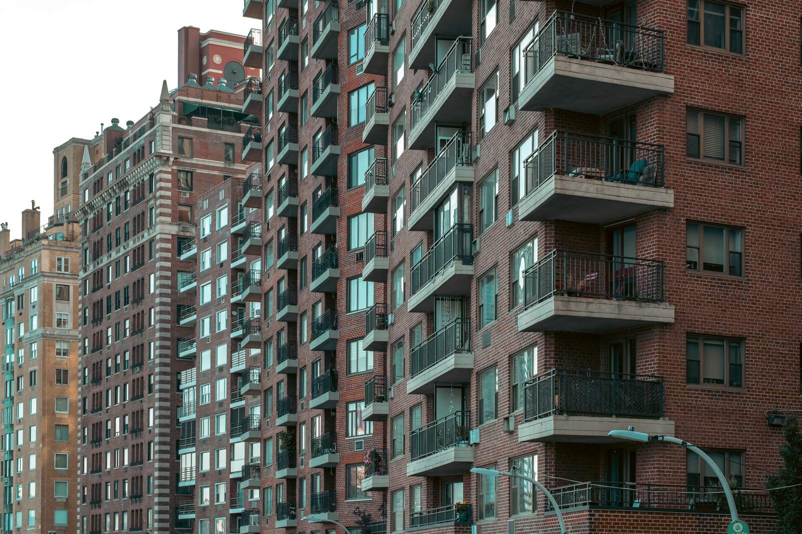New York apartment buildings with balconies